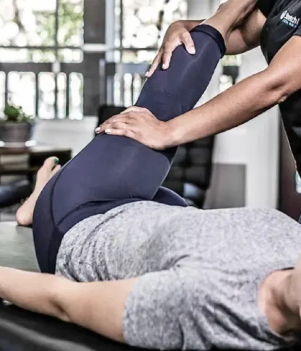One-on-one assisted stretching session